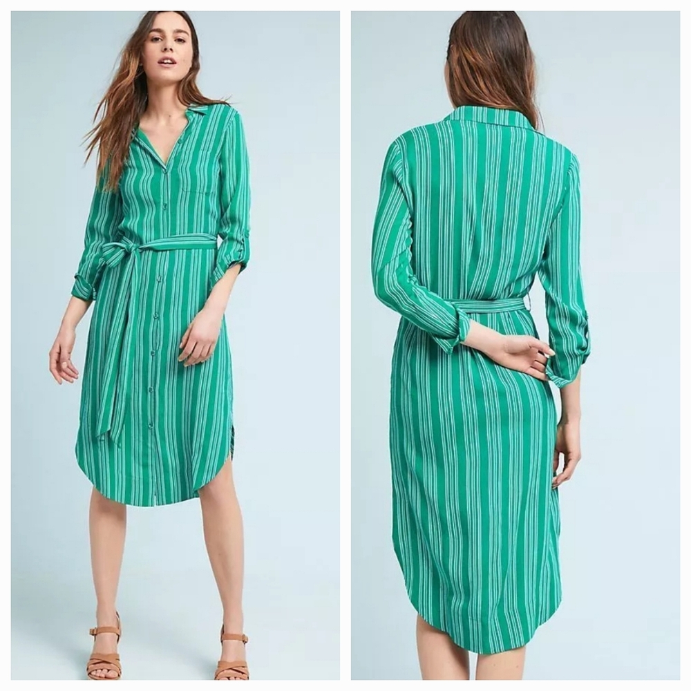 Anthropologie Martina Belted Shirtdress by Maeve Size 10